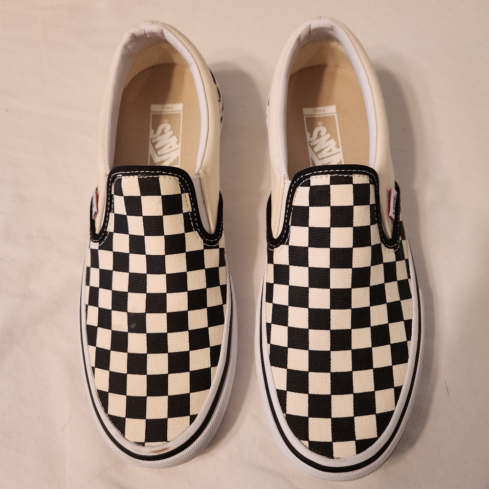 Vans PRO Checkerboard Slip-On Sneakers - Black & White. Like Brand NEW.